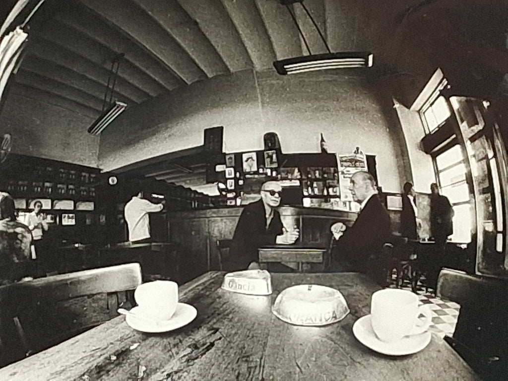 A photograph of Borges and Sabato from the year of their reconciliation. Inscribed by Sabato in 1998