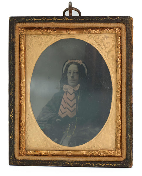 Portrait of a cross-dressing man, ambrotype