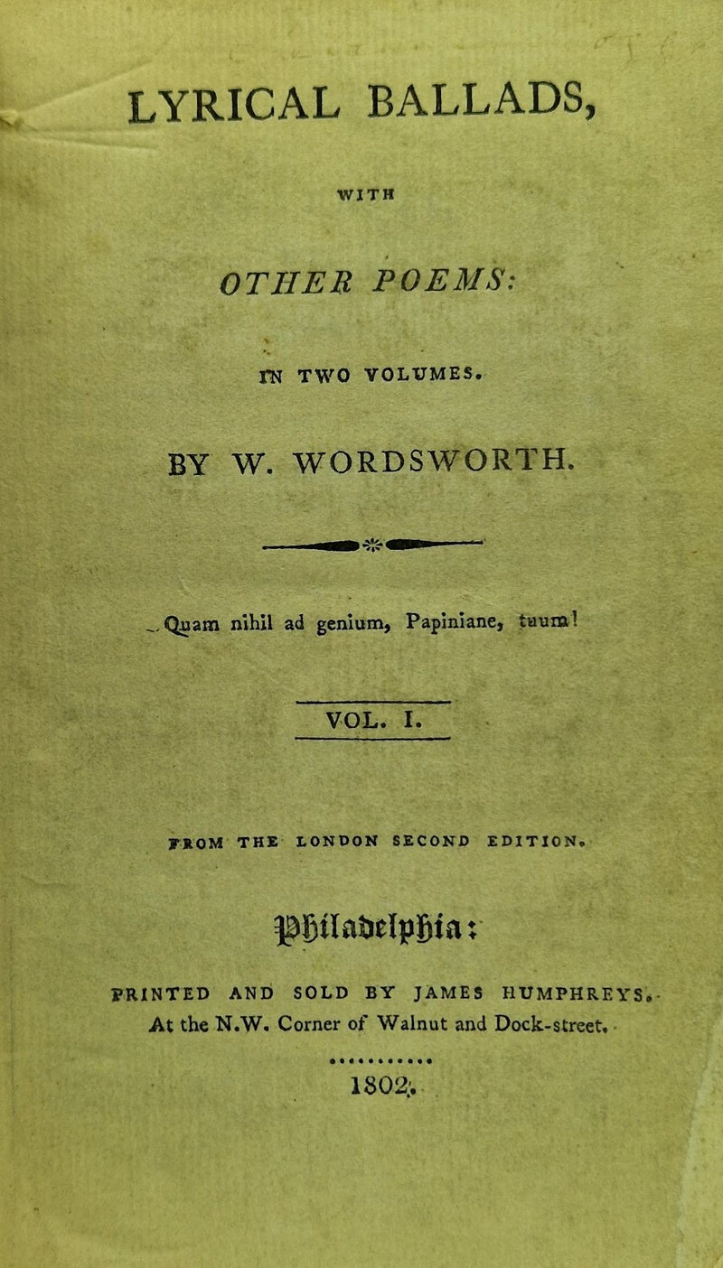 Lyrical Ballads, with Other Poems