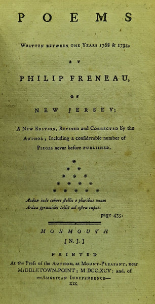Poems written between the years 1768 & 1794, by Philip Freneau, of New Jersey