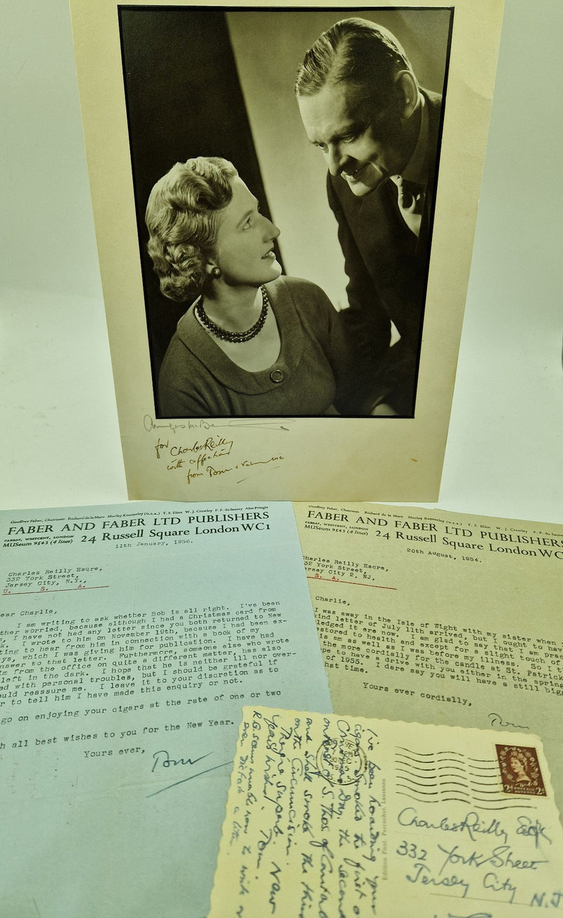 Signed wedding photograph of T.S. and Valerie Eliot two