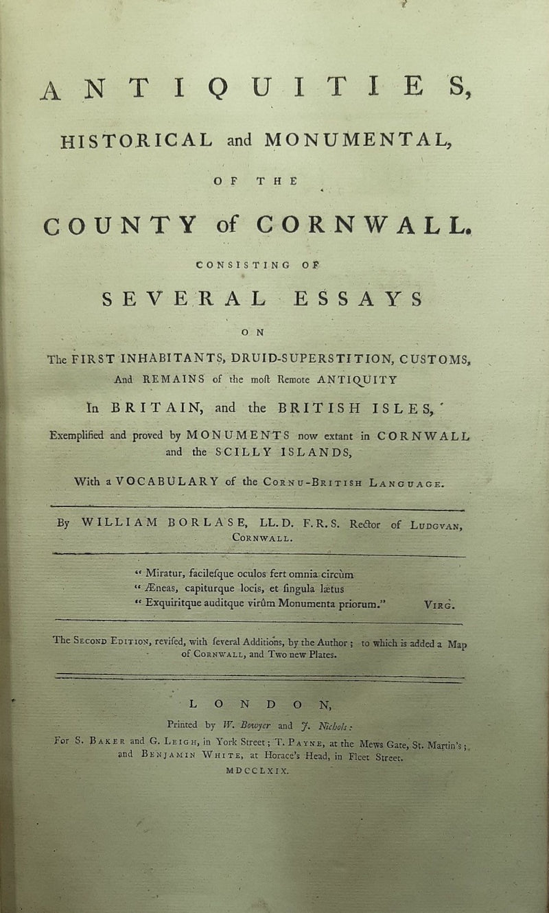 Antiquities, historical and monumental, of the county of Cornwall.