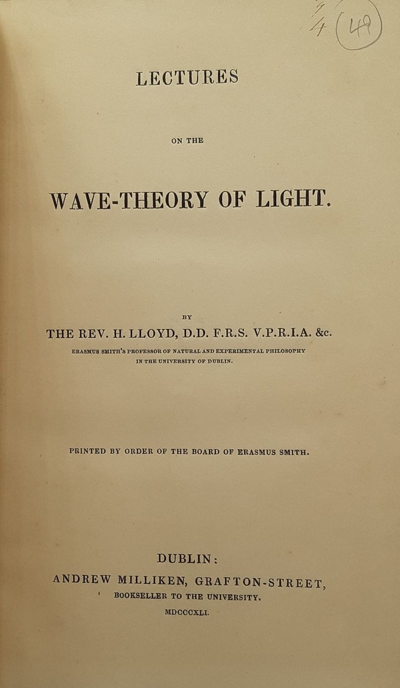 Lectures on the Wave-Theory of Light.
