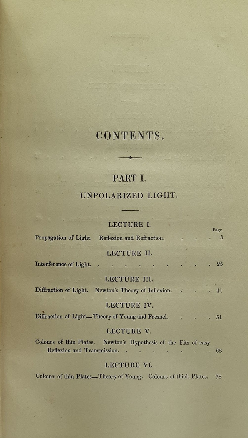 Lectures on the Wave-Theory of Light.