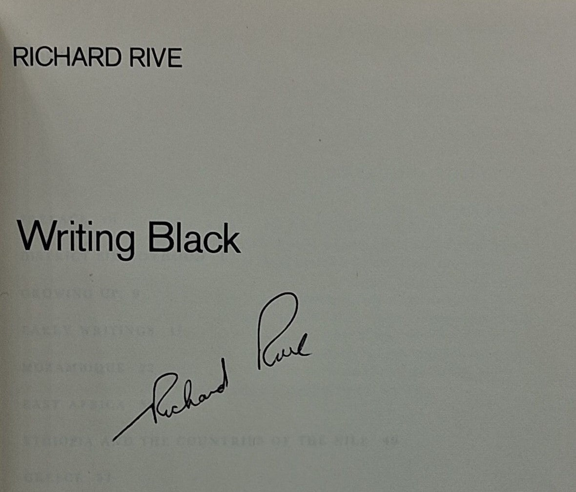 RIVE, Richard. Writing Black. 1981. - Voewood Rare Books
