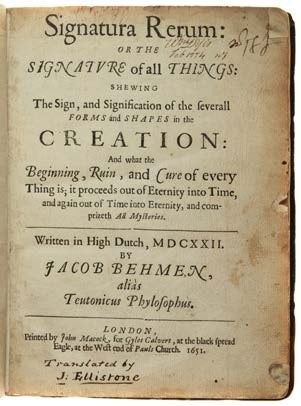 Signatura Rerum: or the Signature of all Things.