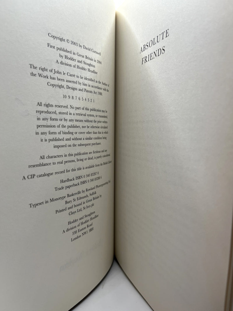 Absolute Friends (U.K. First Edition)