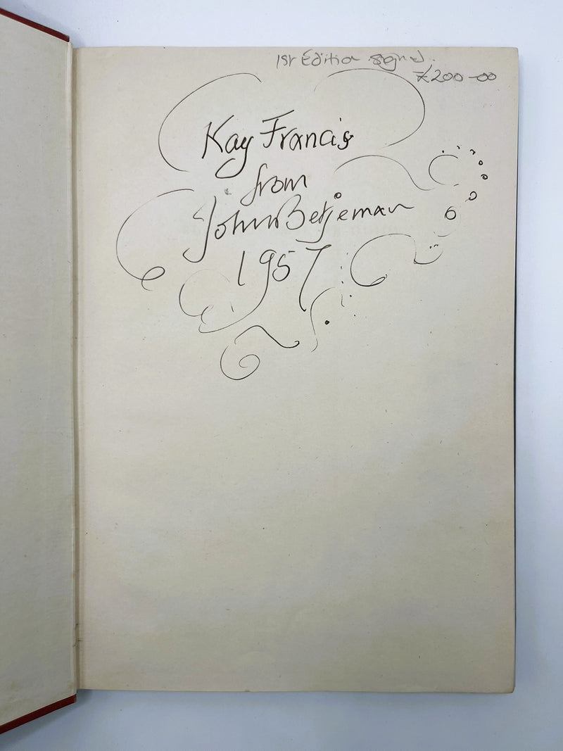 Signed front free endpaper 'Kay Francis from John Betjeman 1957' inscription.