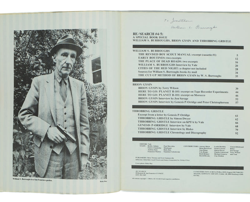 RE/SEARCH #4/5: A special book issue. William S. Burroughs, Brion Gysin and Throbbing Gristle