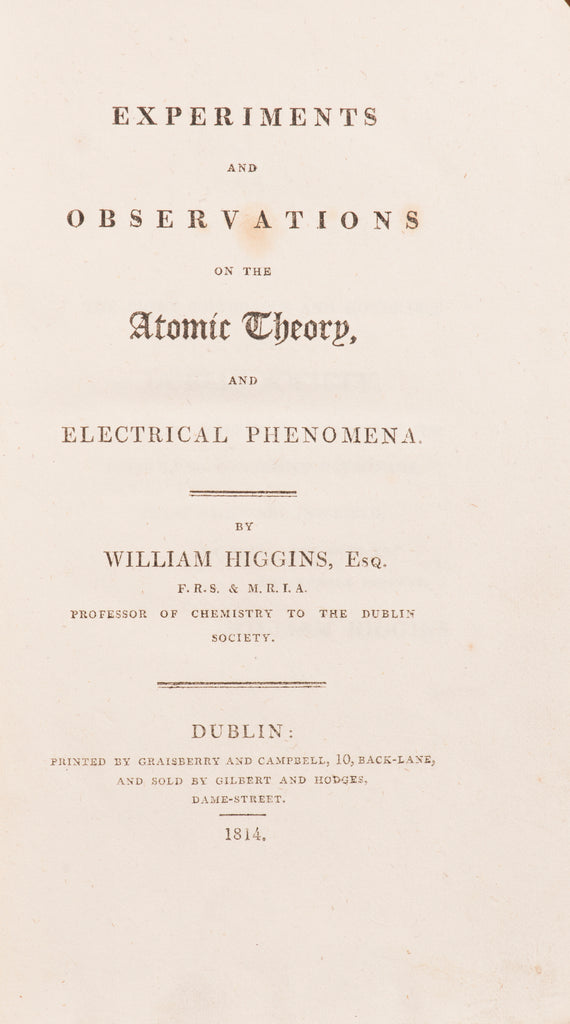 Experiments and Observations on the Atomic Theory and Electrical Phenomena