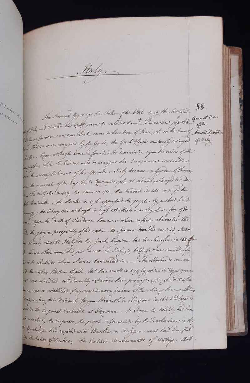 Two autograph manuscript volumes of the Political History of Europe.