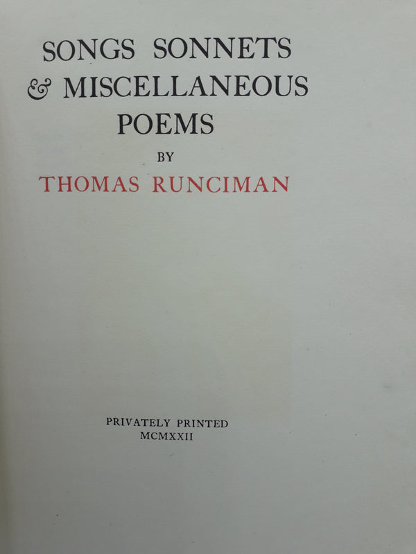 Songs, Sonnets and Miscellaneous Poems.