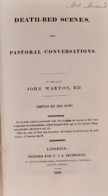 Death-Bed Scenes, and Pastoral Conversations.