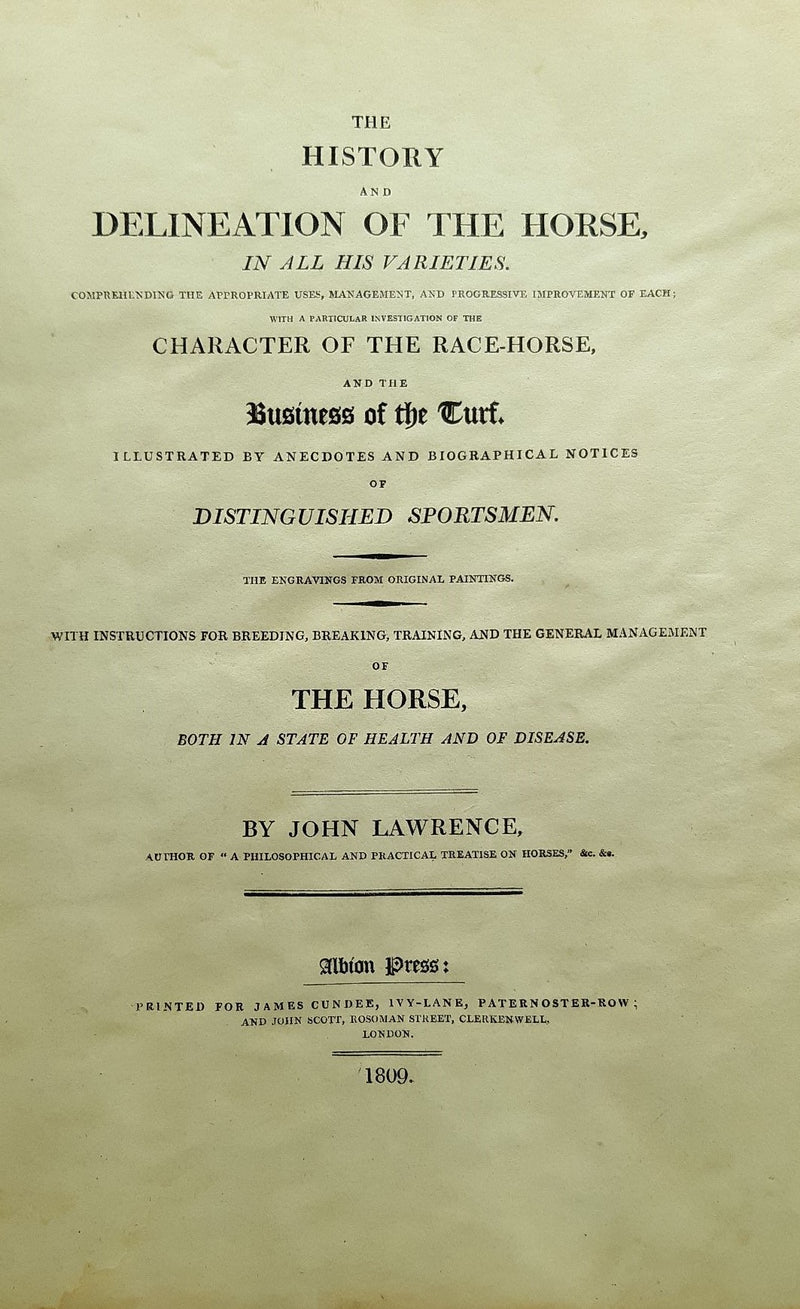 The History and Delineation of the Horse in all his varieties