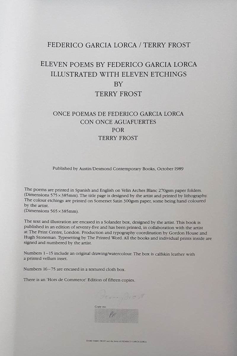 Selected poems of Federico Garcia Lorca. Prints by Terry Frost