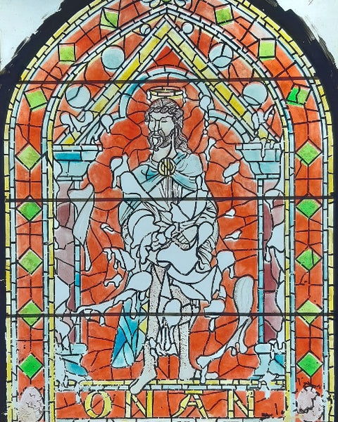 ONAN. Painted Glass Window